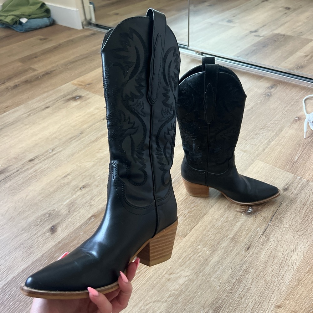 Bellini Black Leather Western Boots